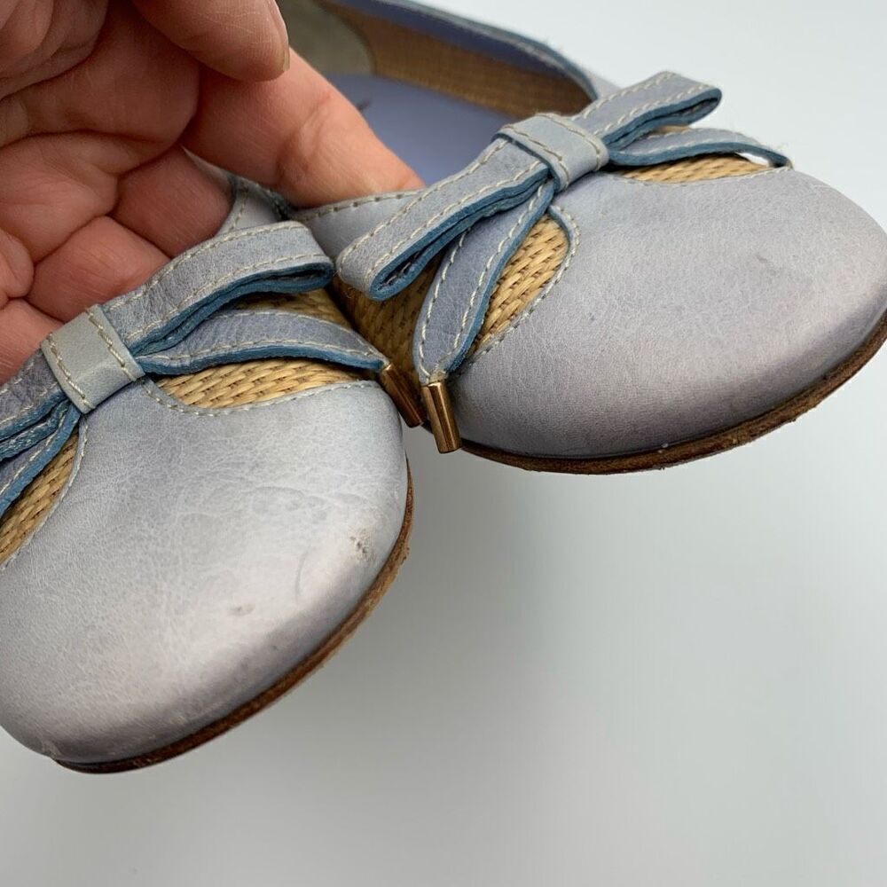 Moschino Cheapandchic Leather Rafia Ballet Flats Blue‎ Beige Size 36 - Picture 5 of 12